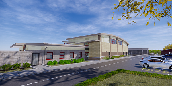 Rendering of front of AARF facility